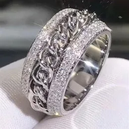 Victoria Wieck Vecalon Funkelnder Luxusschmuck 925er Sterlingsilber mit winzigen weißen Saphir-CZ-Diamanten für Damen, Hochzeitskette Rotata214I