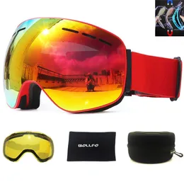 Ski Goggles with Magnetic Double Layers Lens Polarized Skiing Antifog UV400 Snowboard Men Glasses Eyewear case 230909