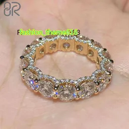 10k 14k 18k oro massiccio Moissanite anelli di fidanzamento a cerchio fascino classico ghiaccio fuori catena da tennis oro massiccio VVS anelli di nozze donne