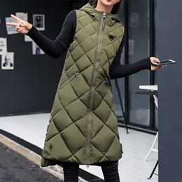 Designer Fashion Gilet da donna Felpe con cappuccio Cappotto da donna Cappotti classici da donna Gilet di cotone Autunno Inverno Canotta lunga coreana Cappotto grande con cappuccio ispessito Capispalla Parka