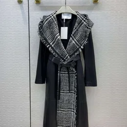 겨울 가죽 코트 여성 트렌치 코트 패션 스플 라이스 긴 자켓 최대 디자이너 재킷 캐주얼 후드 윈드 브레이커