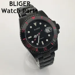 Wristwatches Waterproof NH35A PT5000 Movement Automatic PVD Watch For Men Brushed Ceramic Insert Stainless Steel Strap