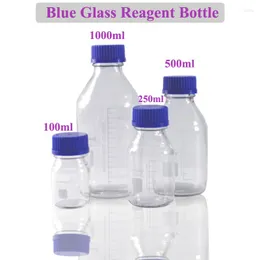 Biosharp 250ml Laboratory Glassware Reagent Bottle Blue Glass With Screw Cap On Cover Flask