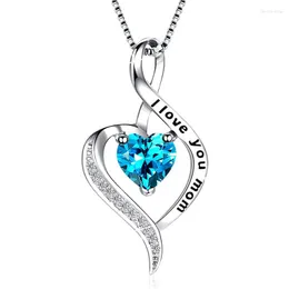 Ожерелья с подвесками Huitan, уникальное морское голубое сердце, ожерелье с кубическим цирконием для женщин, подарок на годовщину, ювелирные изделия на День матери, подарок