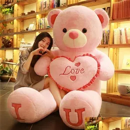Fyllda plyschdjur 80/100 cm Toy Creative Teddy Bear NT Valentine Day Gift for Kids Pillow Gril Friend Girl Wife 220217 Drop Delivery DHS2X