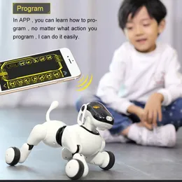 Intelligens Toys Robot Dog Ai Voice App Controlled Interactive Toy Perro Dance Sings Spelar Musik Touch Motion Control Toys for Children 230911