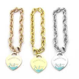 Pulseras de corazón de melocotón para mujer Cadena de joyería de diseñador Pulsera de aceite de goteo Marca completa como regalo de Navidad de boda 322M