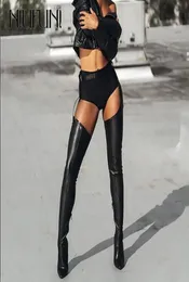 NIUFUNI Stivali sopra il ginocchio in pelle PU di alta qualità Stile Rihanna Stivaletti alti alla coscia Sexy scarpe a punta con fibbia con cerniera Scarpe da donna2297060
