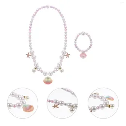 Pendant Necklaces Children's Pearl Necklace Kids Gifts Jewelry Bracelet Girls Plastic Little Cartoon European American