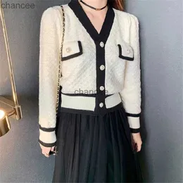 Sweaters Womens Sweater Cardigan Knitted Tops Classic Embroidery Print Casual V-Neck Women Clothing Sweaters Vintage Pure Color Small Sweet Wind Coat HKD230911