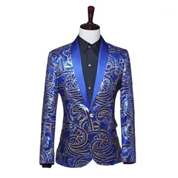 Erkekler Suits Blazers Fantezi Sequin Shawl Lapel Man Suit Blazer Sahne Performans Şarkıcı Yıllık Kostüm Ceket Blazer1242L