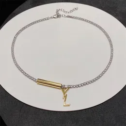 Lyxdesigner smycken halsband mode kristall kvinnor bokstäver halsband smycken märke hänge halsband klassiska bröllop party ornament