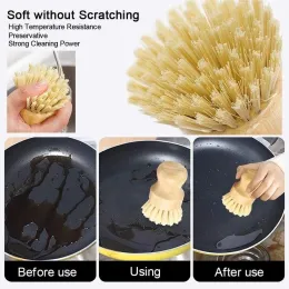 Bamboo Dish Scrub Brushes Kitchen Wooden Cleaning Scrubbers for Washing Cast Iron Pan Pot Natural Sisal Bristles DHL ZZ