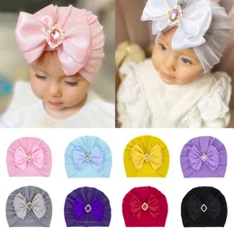 Mjuk hudvänliga spädbarnshattar baby beanie cap flickor turban bowknot caps nyfödd headwrap mode indisk hatt
