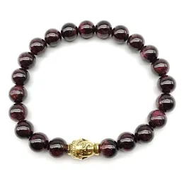 Con cuentas SN1256 a la venta Pulsera de cabeza de Buda Granate natural para hombre Nueva llegada Diseño vintage Joyería Gota Entrega Pulseras Dhgarden DHSBM