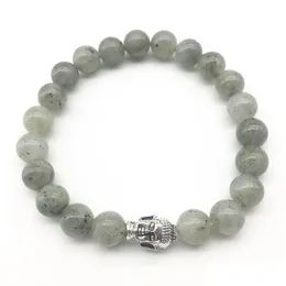 Frisado sn1292 deisgner buda cabeça pulseira nova chegada yoga jóias natural labradorite atacado entrega gota pulseiras dhgarden dh7vu