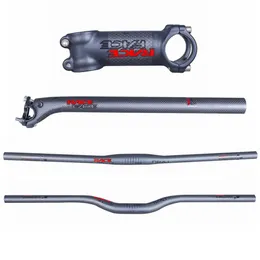 Corrida rosto próximo vermelho preto fosco 3k fibra de carbono guiador da bicicleta conjunto mountain bike guiador haste selim212s