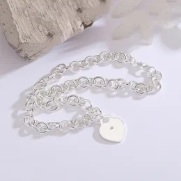 Brand Love Heart Luxury Designer Charm Pendant Necklace for Women Girls Sweet Lovely Diamond Crystal S925 Silver Link Chain Choker Necklaces Bracelets Jewelry