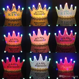 LED CROWN HAT COSPHIRCH COSPLAY King Princess Crown LED Happy Birthday Cap LeMinous LED Christmas Hat Colorful Farmarling Headgear 235r