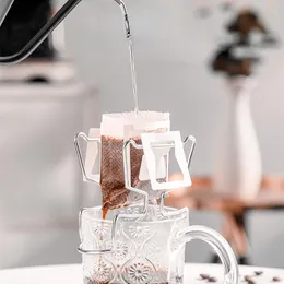 コーヒーポットポータブルフィルターホルダーステンレススチール再利用可能なカップフィルタードリッパーバスケットペーパーバッグシェルフコーヒーウェア