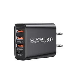 PD20W A-C-Mobiltelefone Schnelllade-USB-Wandladegerät UK US EU QC 3.0 USB- und PD-Typ-C-Heimladegerät-Adapter
