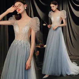 2023 Sparkly Princess Evening Dresses Fashion Design Sweep Train Shiny Bling Tulle A Line Prom Dress Glitter Sequins Beads Custom Made Plus Size Formal Party Gowns