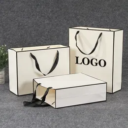 Shopping Bags 10 Pcs Custom Gift Paper Package Bag For Small Business Wedding Favors Valentines Day Gifts Bag Personization Package Bags 230909