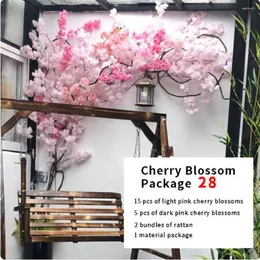 장식 꽃 인공 체리 나무 실크 꽃 봄 결혼식 배경 벽 장식 DIY 홈 정원