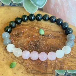 Beaded MG1241 Natural AAA Grade Moonstone Armband Womens Black Tourmaline Rose Quartz Energy Root Chakra Yoga Mala Drop Del Dhgarden DHQ3G