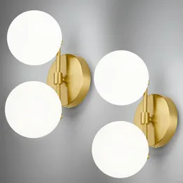 Światła próżności łazienki, mosiężne złote oprawy oświetlenia łazienki z zestawem 2, nowoczesne złote kinkiety w połowie wieku