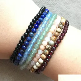 Perline Mg0095 Nuovo design all'ingrosso 7 Chakra Yoga Mala Bracciale granato avventurina lapislazi gioielli 4 mm mini pietra preziosa set D Dhgarden Dh7Gb