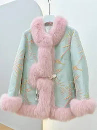 Женское меховое пальто из натурального меха, женское пальто 2023, осень-зима, атласный костюм в судебном стиле с пряжкой Тан, пиджаки, одежда для молодежи, китайская одежда