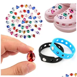 Peças de sapato acessórios meninas brilhando bonito dos desenhos animados flor de cristal pvc sapatos charme fivelas brilho luminoso fivela ajuste pulseiras wasitband dh4cz