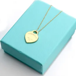 Original Blue Box Classic 925 Sterling Silver Necklace Designer smycken Double Heart Pendant Man Women Party Wedding Halsband smycken Luxur Love Tag T Return Logo