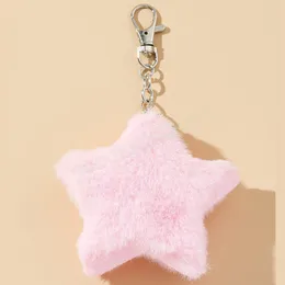 Plush Star Pendant Keychain Soft Fake Rabbit Hair Ball Key Ring Women Bag bil Key Accessories Creative Jewelry Gift