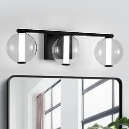 Bathroom Light Fixtures, Black Bathroom Vanity Light, 1080LM Dimmable LED Vanity Light Cool Neutral Warm with Globe Glass Shade, 3 Light Mod