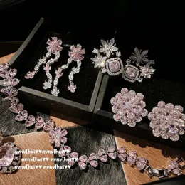 Barbie Pink Pearl Jewel Diamond Kolczyki Vintage 18K Złota Plane nieregularne tęczowe kolczyki cyrkonowe Hiphop Prezenty biżuterii