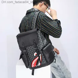 バックパックバックパックスタイルKorean New Plaid Backpack Men's Leathers Leather Lage Capacity Trand Travel Bag Student SchoolBag Computer Bag22222 Q230905