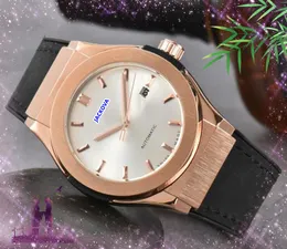 Populära herrar Automatiska mekaniska klockor Sapphire Mirror Fashion äkta läderspänne klocka högkvalitativ rostfritt stålväska klocka Montre de luxe gåvor