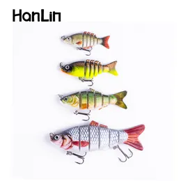 Esche esche Hanlin 567810cm Mini Multi snodato Swimbait Richiamo di pesca Flessibile Esca per pesci Bionic Crankbait Affondamento Pesca Pike Bass Tackle 230911