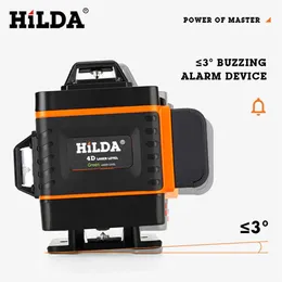 HILDA 12 16 LINES 3 4D LASER-nivå Själv 360 Horisontellt och vertikalt kors super kraftfull grön240A