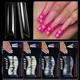 False Nails 500pcs Nail Chips Set Full Stick Long Tip French Fake Pads Transparent Salon Special Accessories