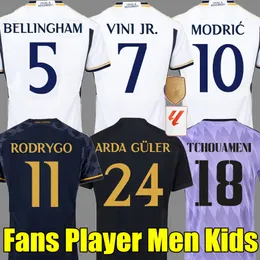 S-4XL Bellingham Vini JR Soccer Jerseys 23 24 Football Shirt Rodrygo Camavinga Real Madrids 2023 2024 Arda Guler Away Player Player الإصدار الثالث من الرجال الثالث للأطفال.