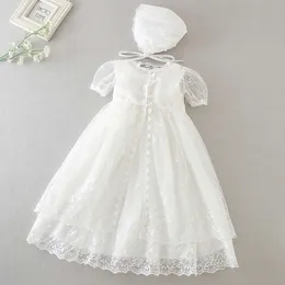 Novo vestido de bebê menina de um ano, vestido de batismo, renda branca, festa de aniversário infantil, casamento, vestido de princesa, roupas de bebê de 0 a 24 meses