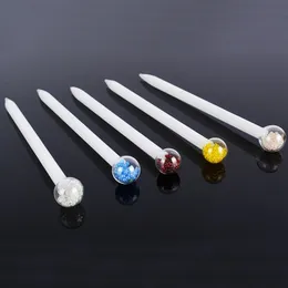 Colorful Thick Glass Smoking Dry Herb Tobacco Oil Rigs Shovel Dabber Scoop Tip Straw Spoon Stick Poker Rod Bubbler Snuff Snorter Sniffer Snuffer Cigarette Holder