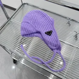 Women's Autumn and Winter Candy Color Thermal Designer Beanie Hat Outdoor Vacation Sports Letter Printing Handmade Knit cap