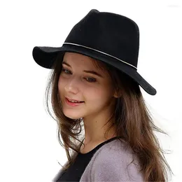 Berets Wool Women Fedora Hat For Elegant Lady Winter Autumn Wide Brim Floppy Cashmere Gangsters Hipsters Jazz Size 56-58CM