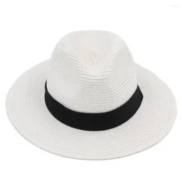 Basker mistdawn kvinnor män vikbar sommar halm panama hattar breda brim fedora cap strand sol hatt upf50