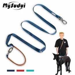 Dog Collars Leashes Mysudui 5 In 1 Multi-Function Adjustable Dog Lead Hand Free Pet Training Leash Multi-Purpose Dog Leash Walk 2 Dogs 230911