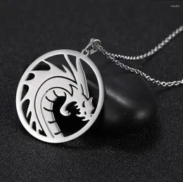 Charms 1PC Vintage Dragon Hollow Pendant Necklaces For Men Women Mascot Ornaments Neck Chains Stainless Steel Jewelry Gifts F1586